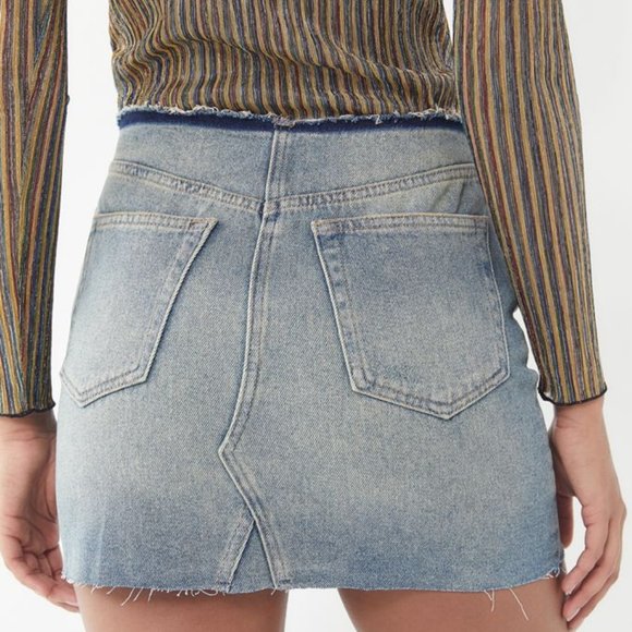 URBAN OUTFITTERS BDG Denim Raw Edge Mini Skirt - Picture 3 of 11